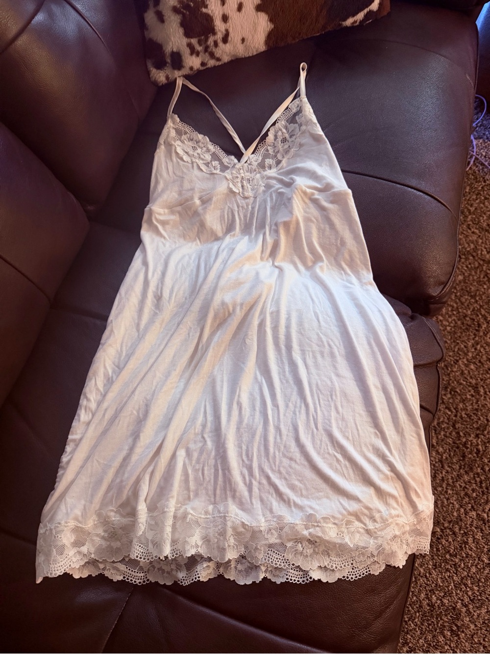 Victoria's Secret Cream Lace-Trim Slip Chemise